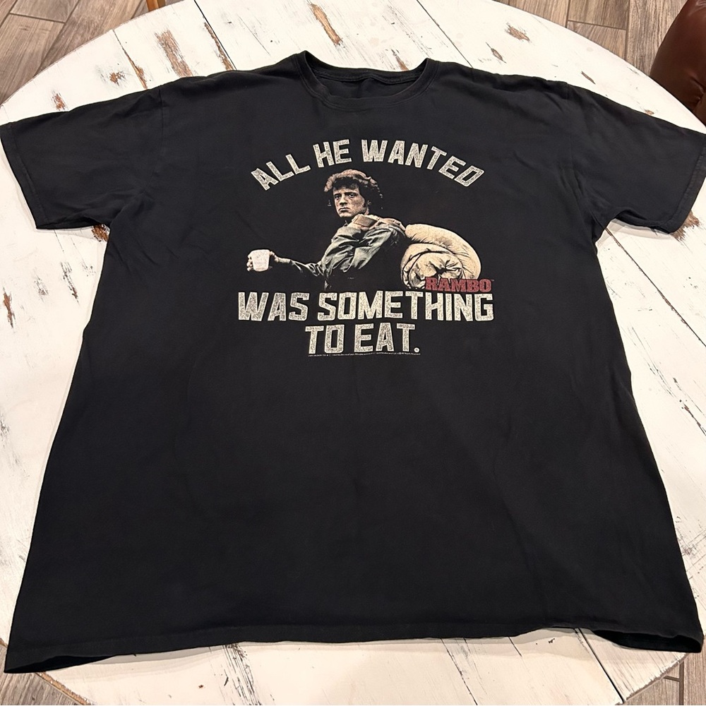 Rambo First Blood T-Shirt Mens 2XL Black All He Wanted Was Something To Eat Tee